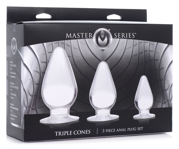 Triple Cones 3 Piece Anal Plug Set - Clear