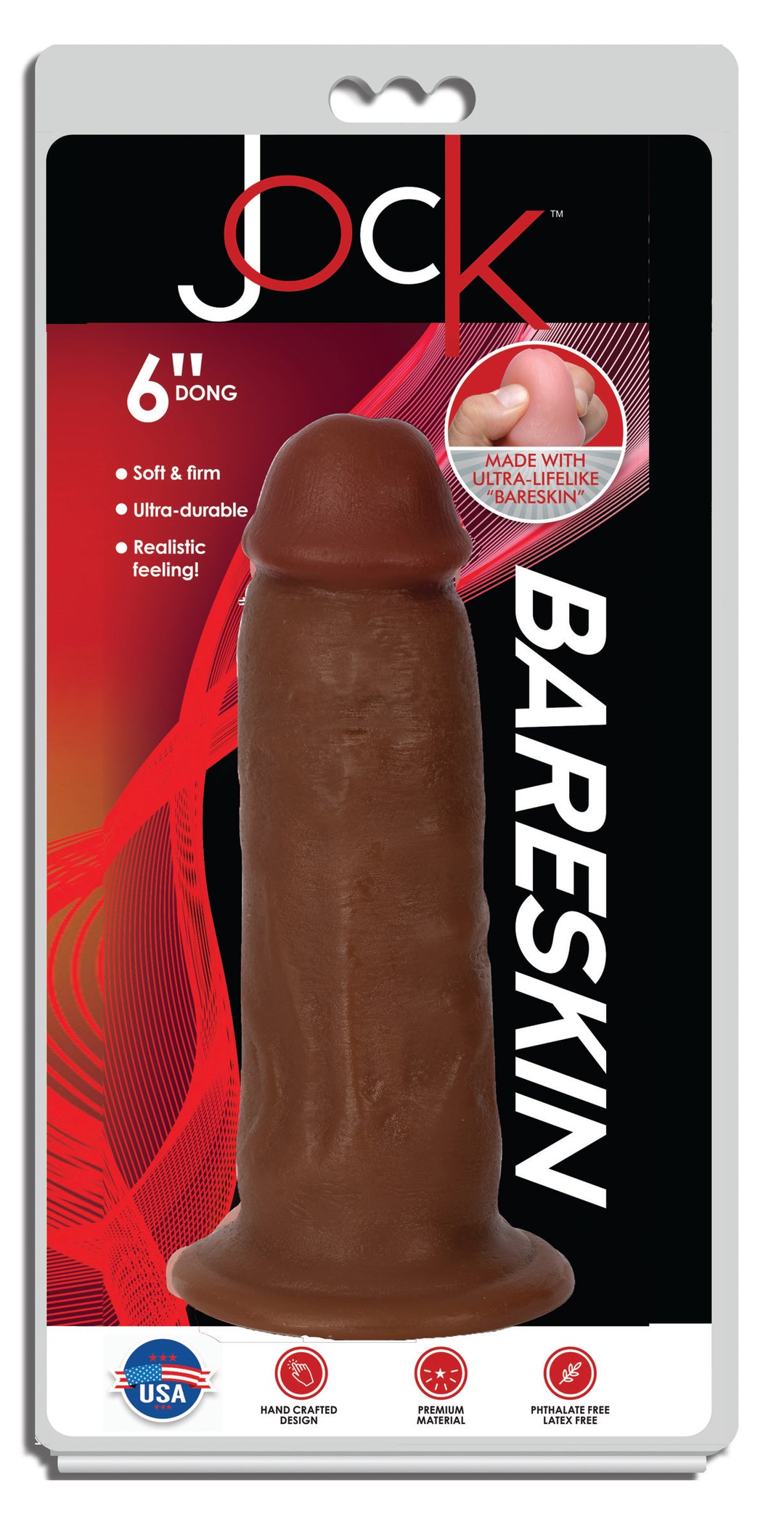 Jock Dark Bareskin Dildo - 6 Inch