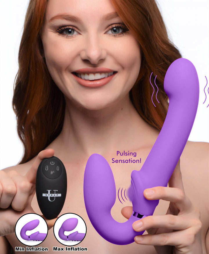 10X Remote Control Ergo-Fit G-Pulse Inflatable and Vibrating Strapless Strap-on - Purple - AG495 - UPC-848518038289