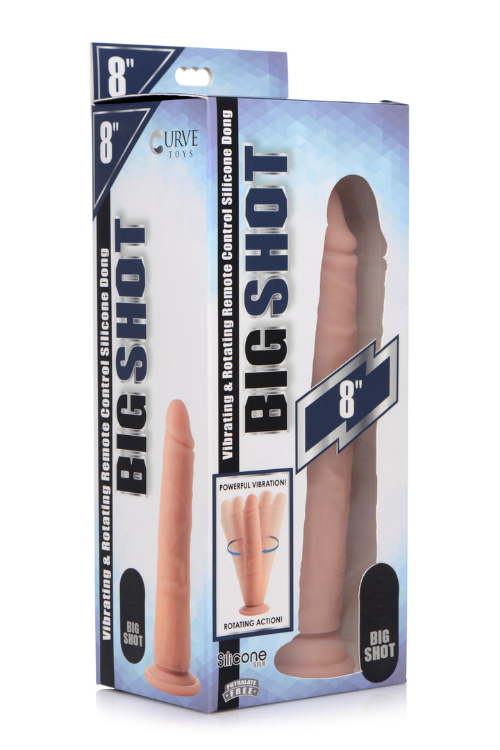 Vibrating and Rotating Remote Control Silicone Dildo - 8 Inch