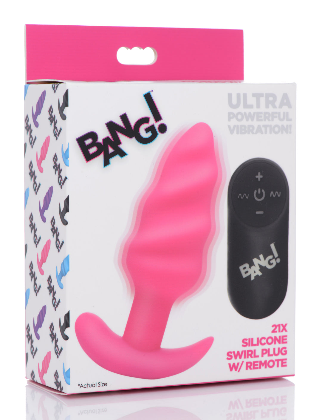 Remote Control 21X Vibrating Silicone Swirl Butt Plug - Pink