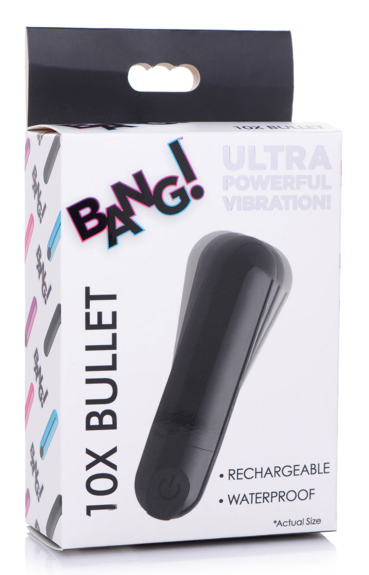 10X Rechargeable Vibrating Metallic Bullet - Black