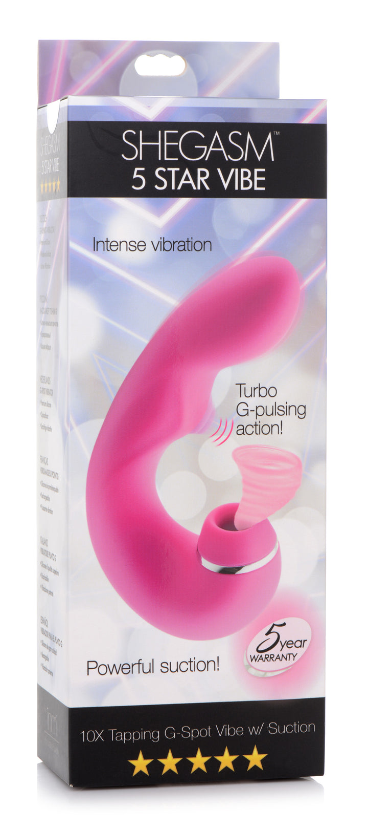 Shegasm 5 Star 10X Tapping G-Spot Silicone Vibrator with Suction - Pink