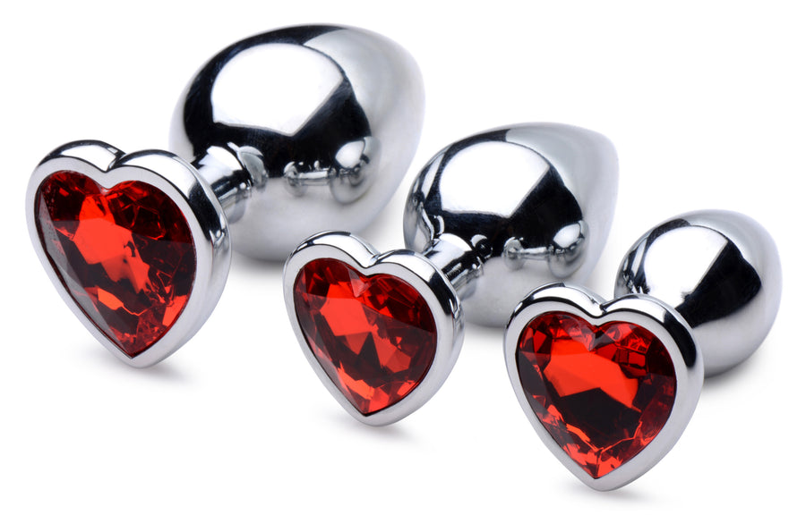 Red Heart Gem Anal Plug Set - AG694 - UPC-848518042927