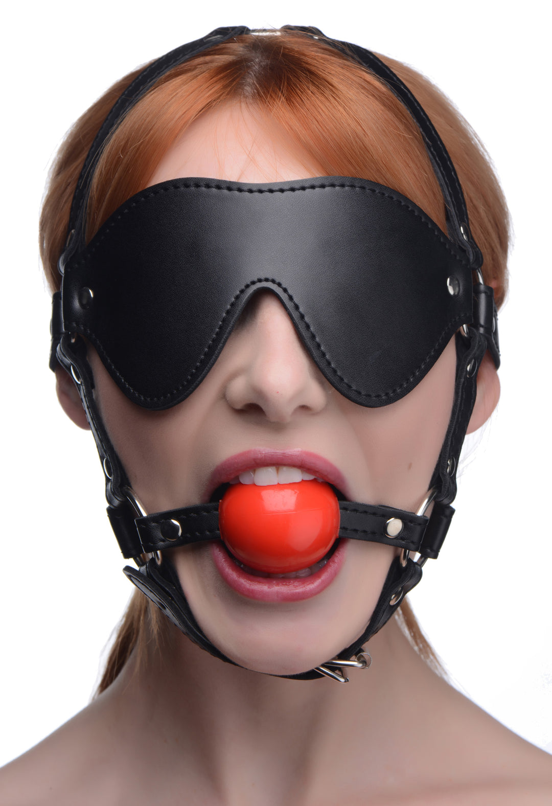 Blindfold Harness and Red Ball Gag - AG696 - UPC-848518042958