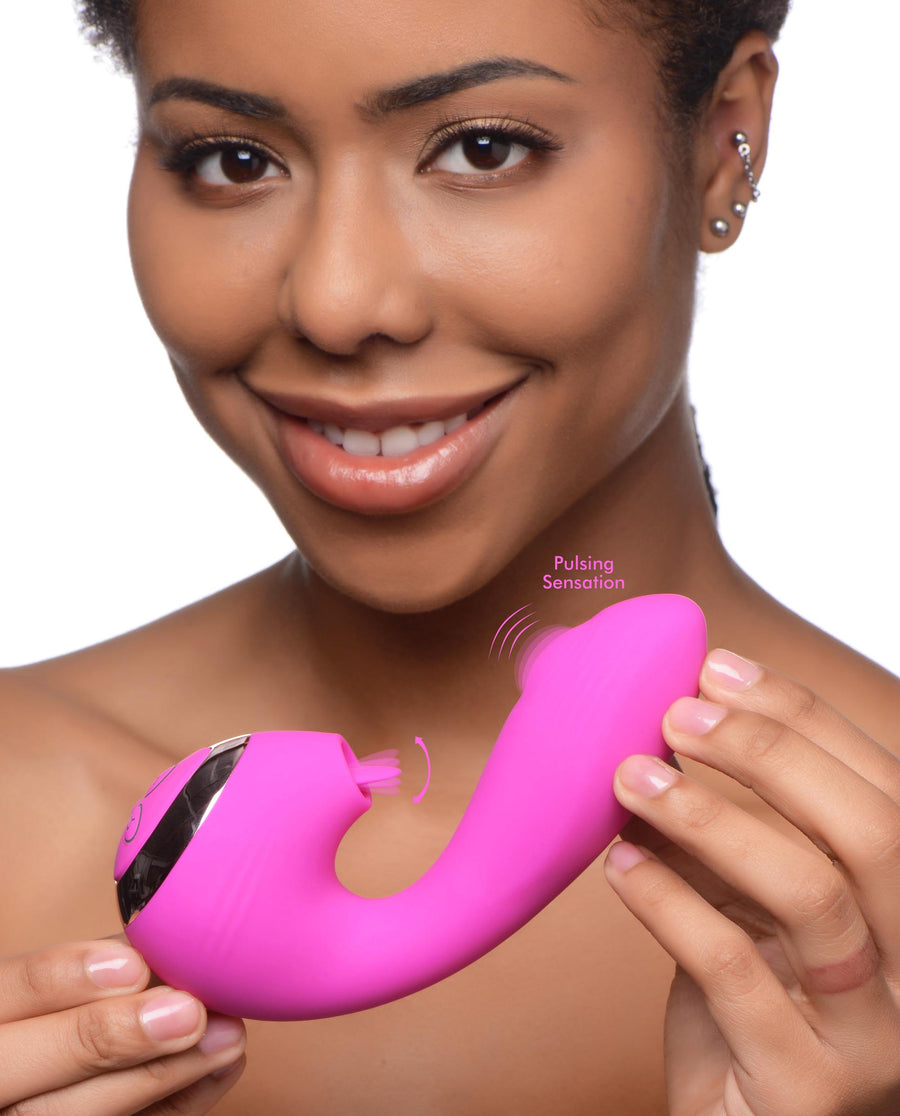 10X Licking G-Throb Rechargeable Silicone Vibrator - AG796 - UPC-848518045133