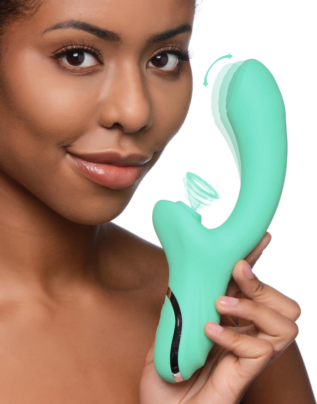 10X Minty Air-Stim Silicone Rabbit Vibrator - AG801 - UPC-848518045218