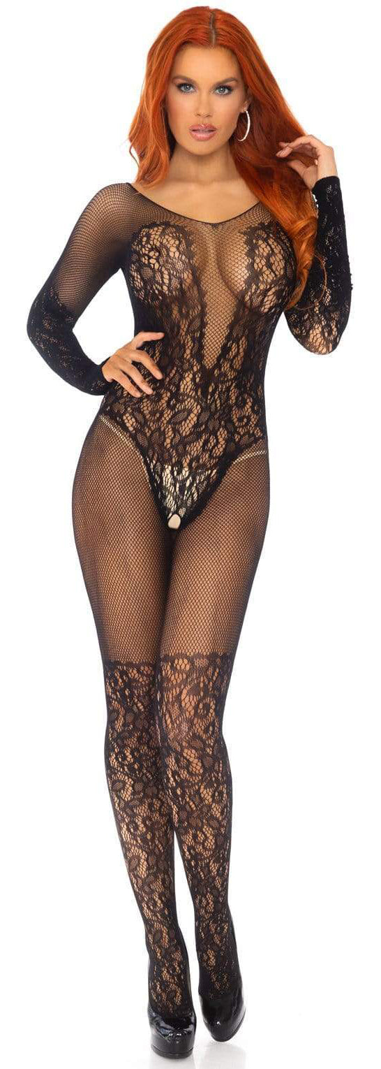 Net and Lace Crotchless Bodystocking - AG817 - UPC-714718523712