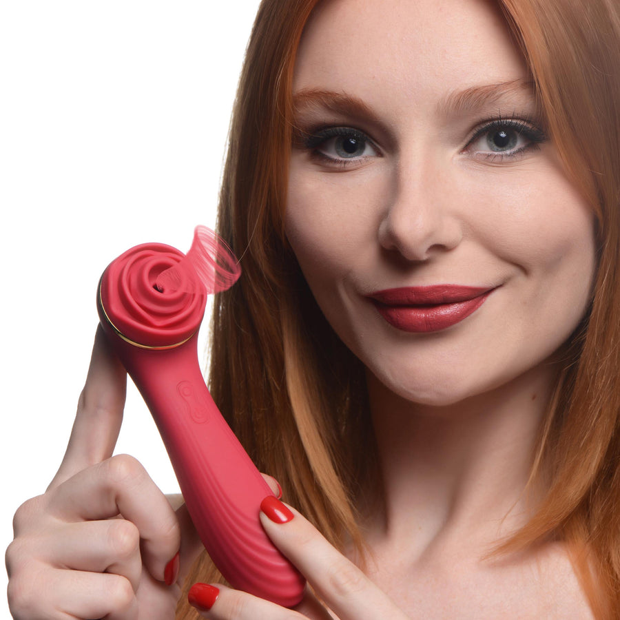 Passion Petals 10X Silicone Suction Rose Vibrator - Red - AG924 - UPC-848518046741