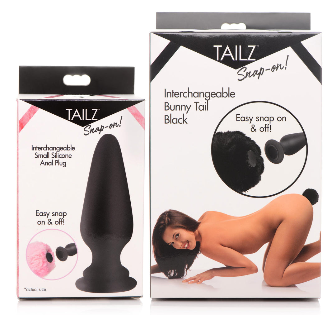 Small Anal Plug with Interchangeable Bunny Tail - Black