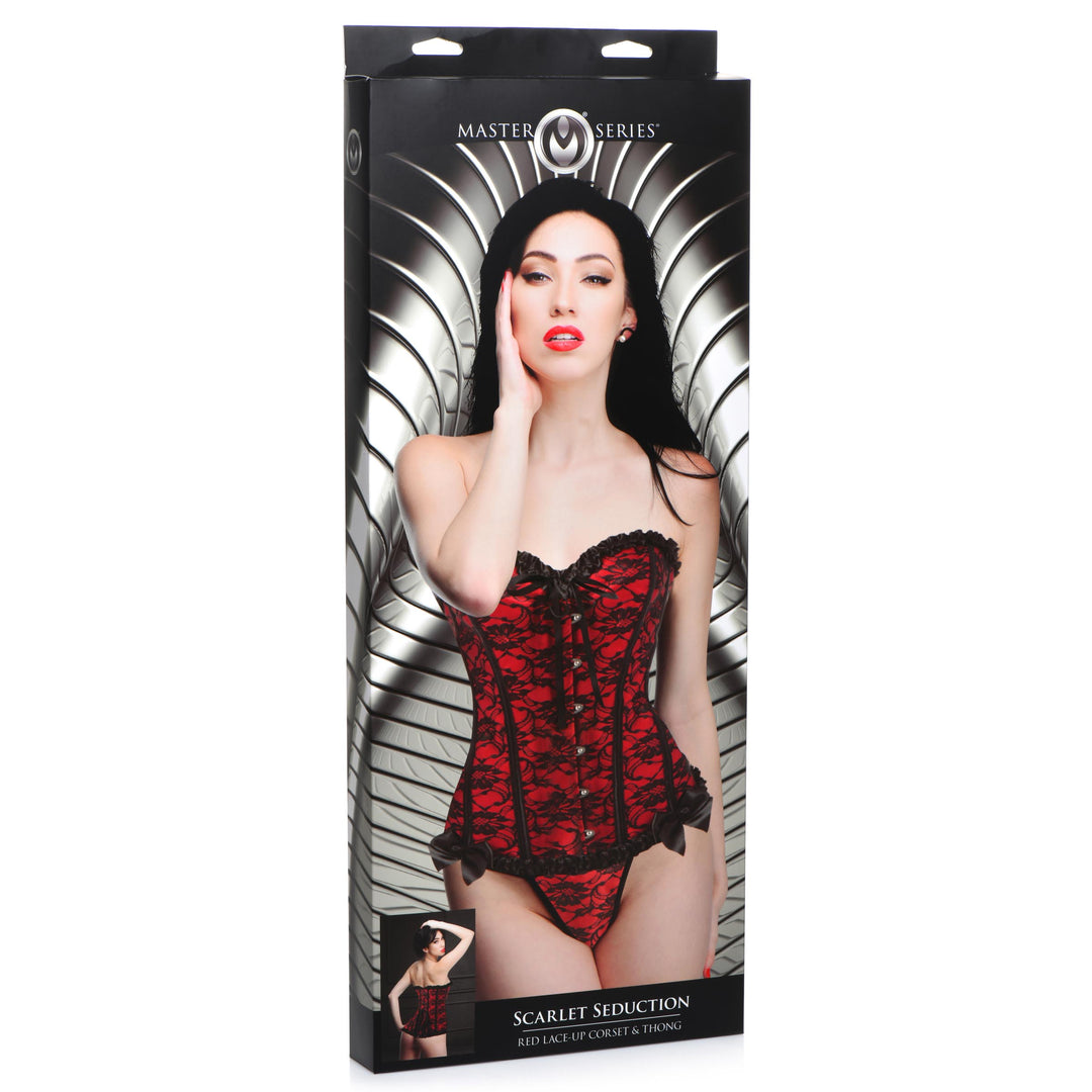 Scarlet Seduction Lace-up Corset and Thong - Medium