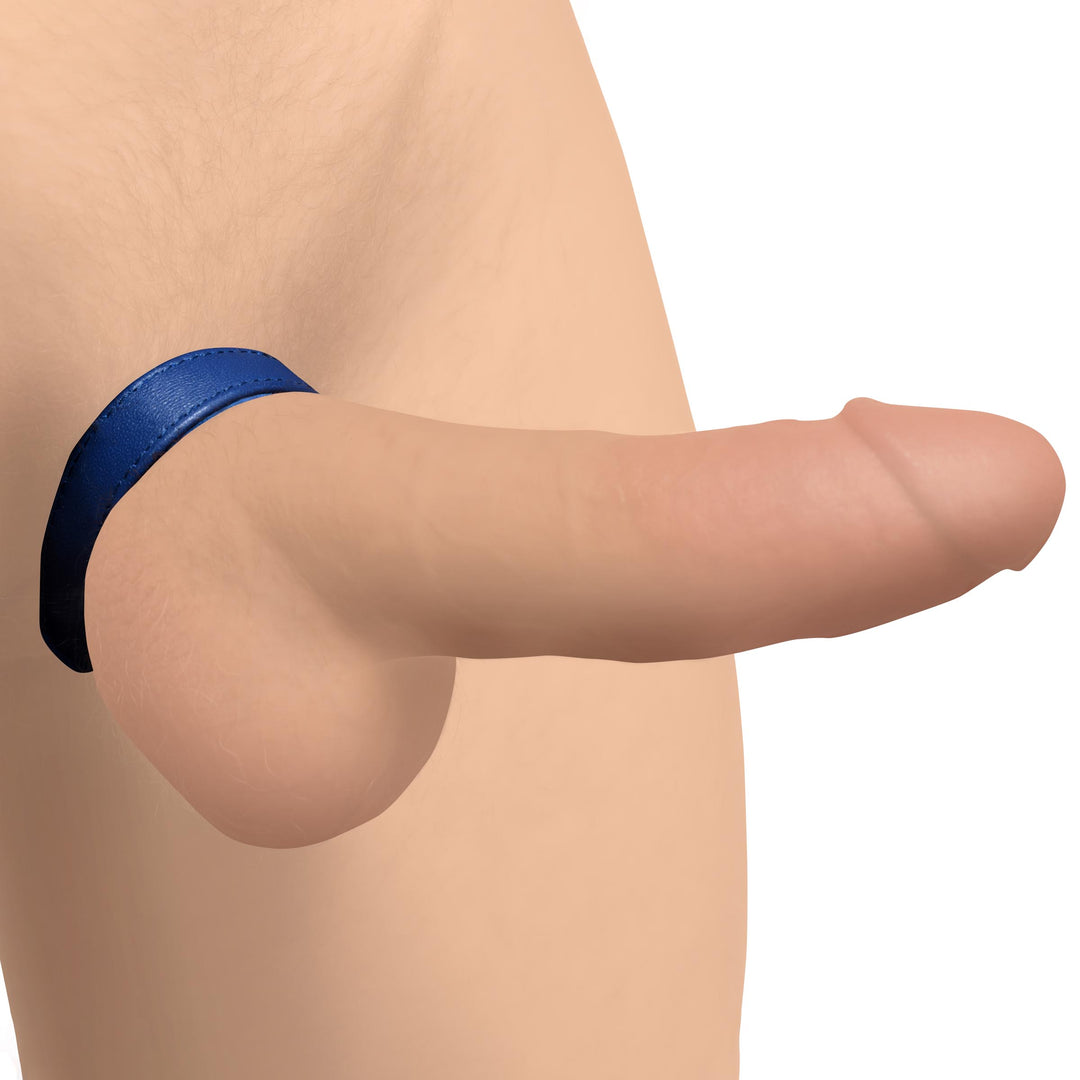 Velcro Leather Cock Ring - Blue - AG997 - UPC-848518048189