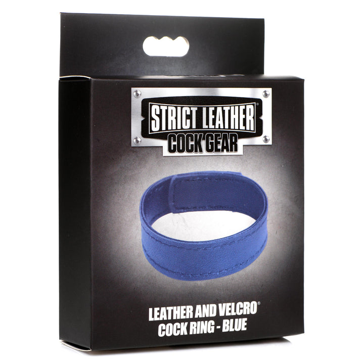 Velcro Leather Cock Ring - Blue