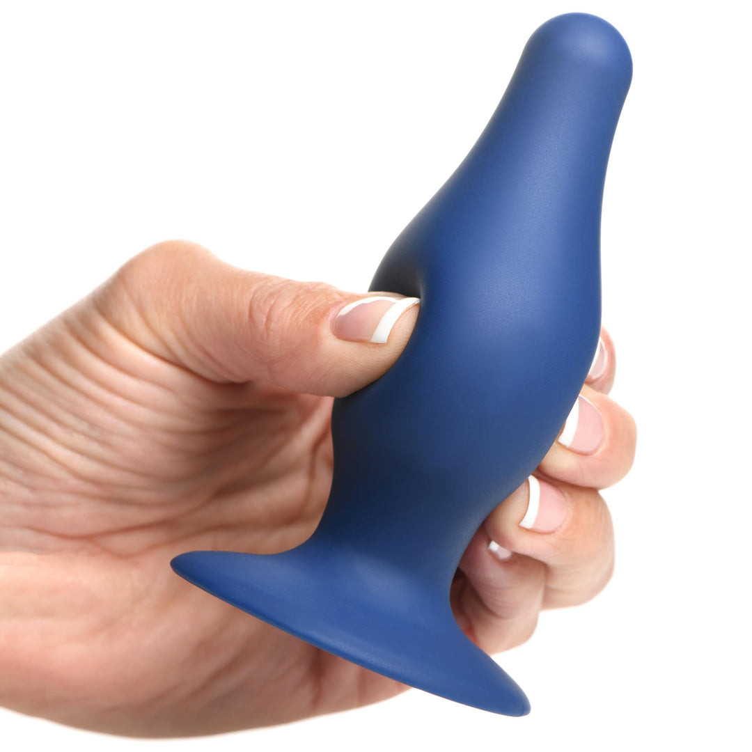 Squeezable Tapered Large Anal Plug - Blue - AH012-Large - UPC-848518048387