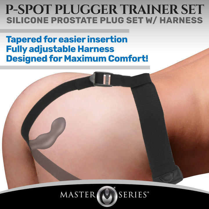 P-Spot Plugger Trainer Set Silicone 3 Piece Prostate Plug Set with Harness - AH053 - UPC-848518048882