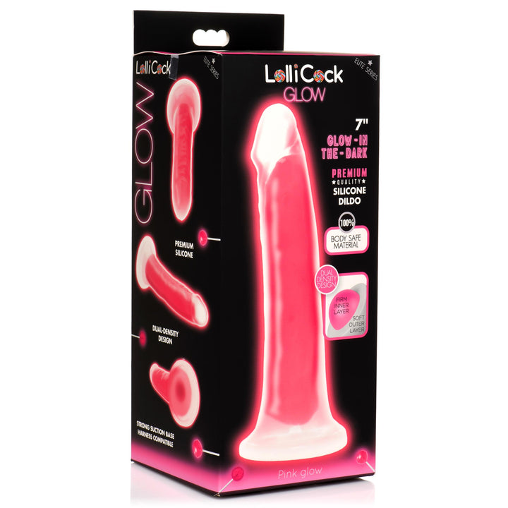 7 Inch Glow-in-the-Dark Silicone Dildo - Pink