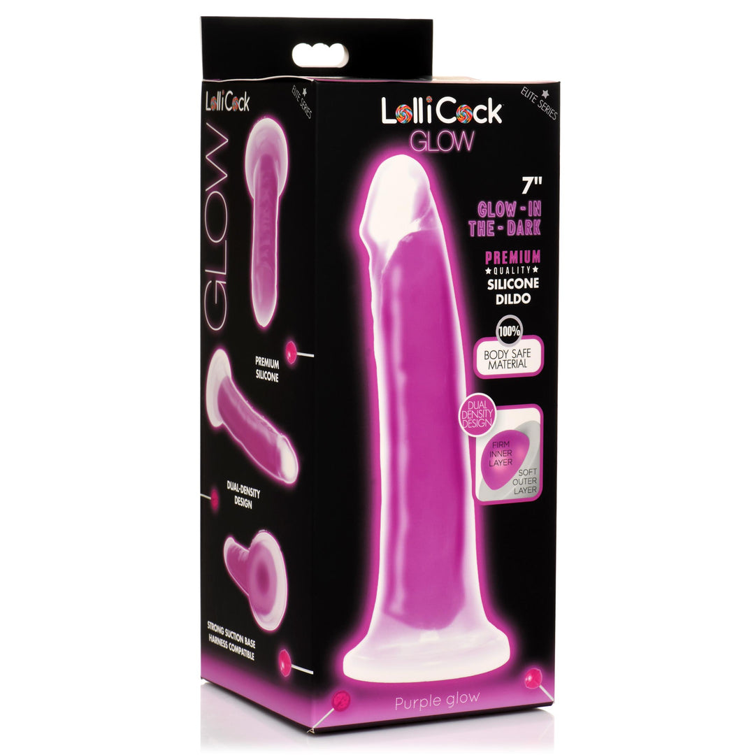 7 Inch Glow-in-the-Dark Silicone Dildo - Purple