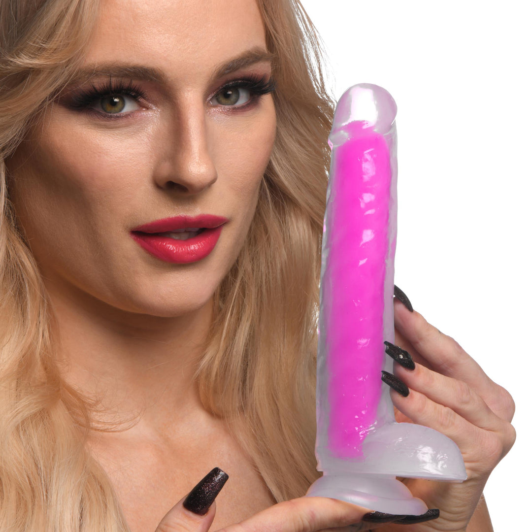 7 Inch Glow-in-the-Dark Silicone Dildo with Balls - Purple - CN-14-0547-51 - UPC-653078943528