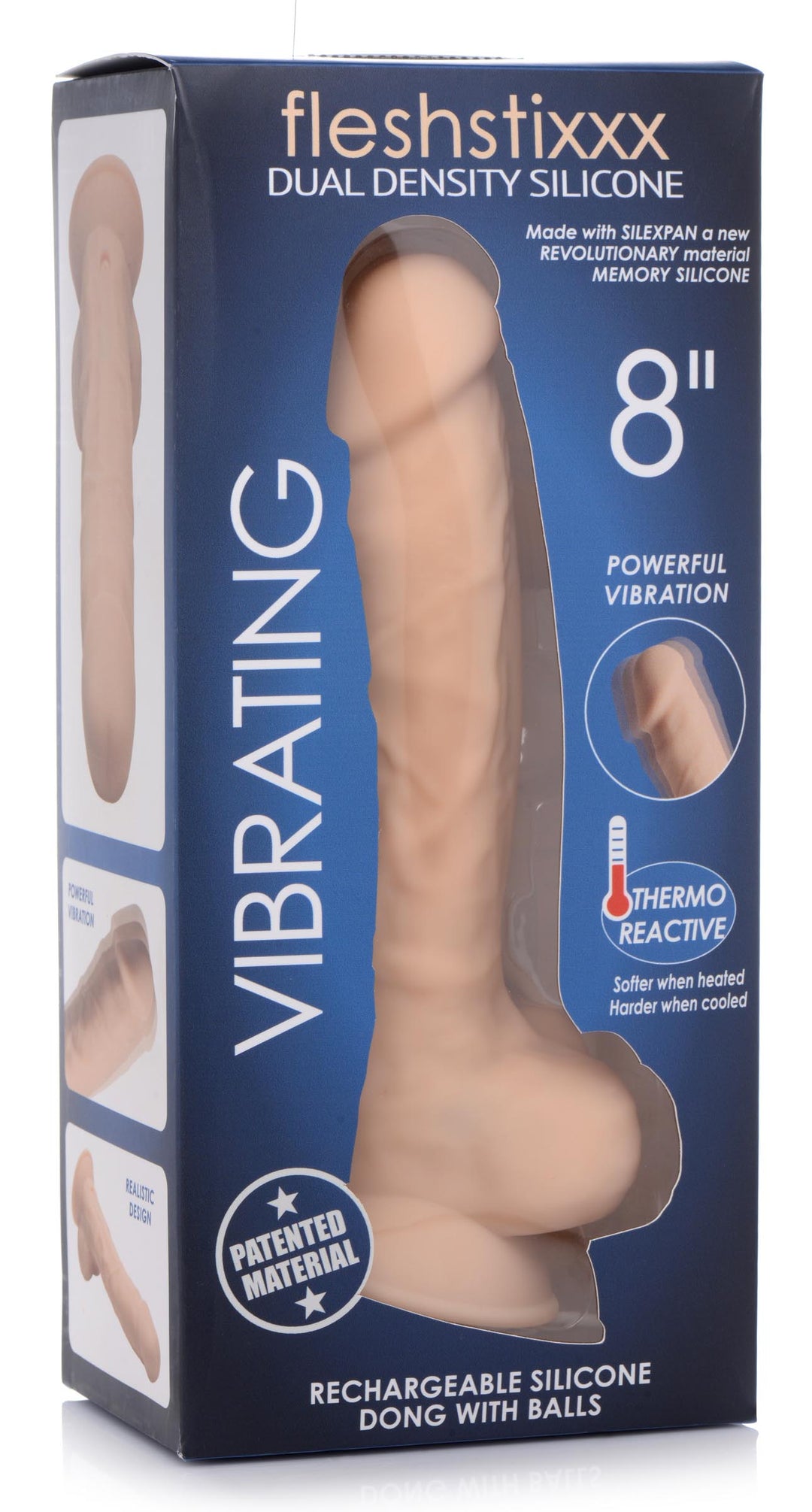 8 Inch Silexpan Hypoallergenic Silicone Vibrating Dildo - Light