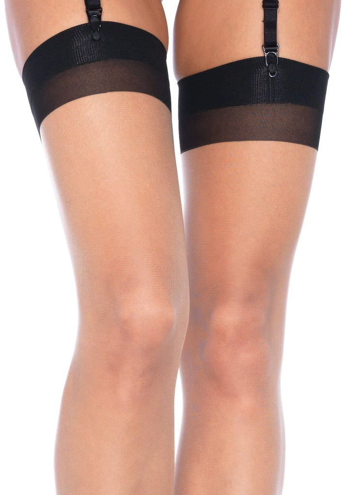 Lycra Sheer Two Tone Stockings with Backseam and Cuban Heel