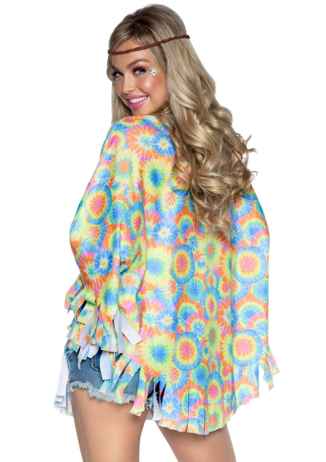 Hippie Fringe Poncho with Braided Head Piece