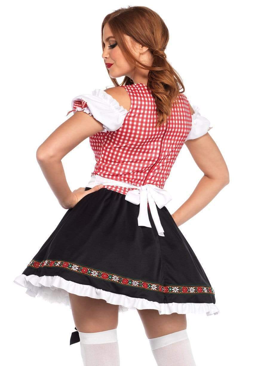 Beer Garden Babe Gingham Peasant Lace Up Front Dress and Attached Apron