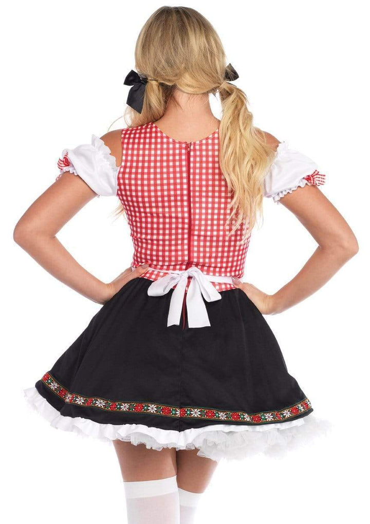 Beer Garden Babe Gingham Peasant Lace Up Front Dress and Attached Apron