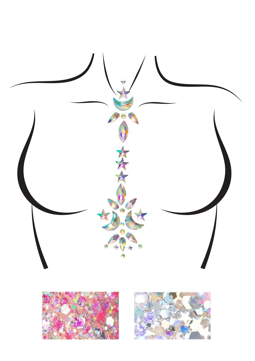 Cascade Body Jewels with Body Glitter