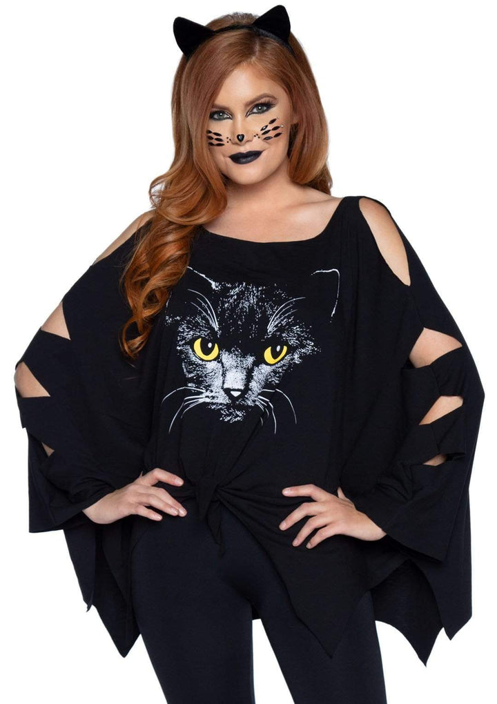 Cat Poncho with Cut-Out Sleeves and Cat Ear Headband