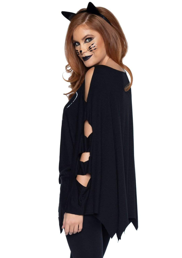Cat Poncho with Cut-Out Sleeves and Cat Ear Headband