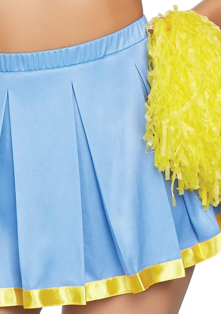 Cheer Squad Cheerleader Crop Top with Pleated Skirt and Pom Poms