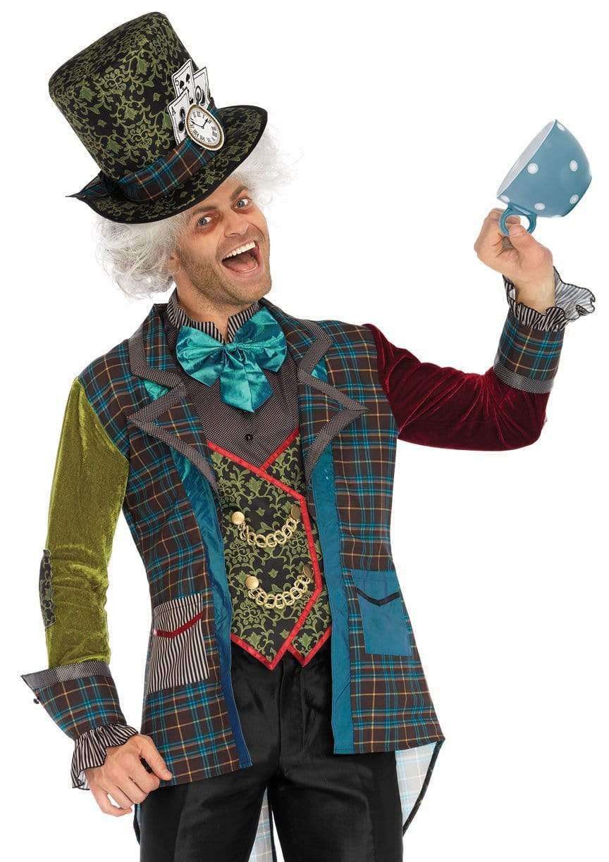 Deluxe Mad Hatter Costume with Necktie Dickie and Top Hat