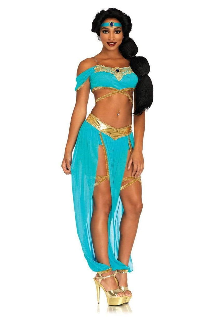 Arabian Princess Bandeau Top with Gold Straps and Split Leg Harem Pants