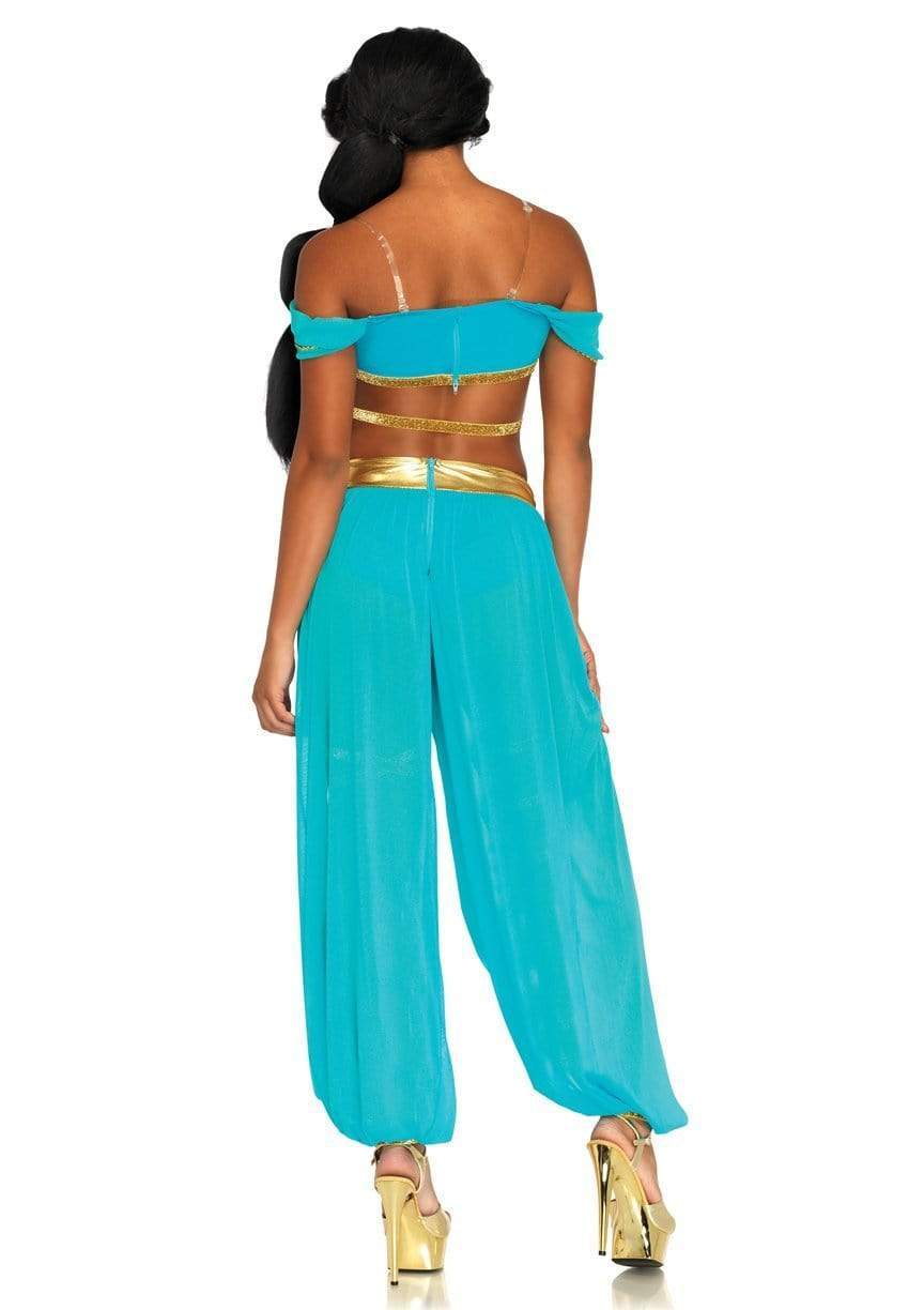 Arabian Princess Bandeau Top with Gold Straps and Split Leg Harem Pants