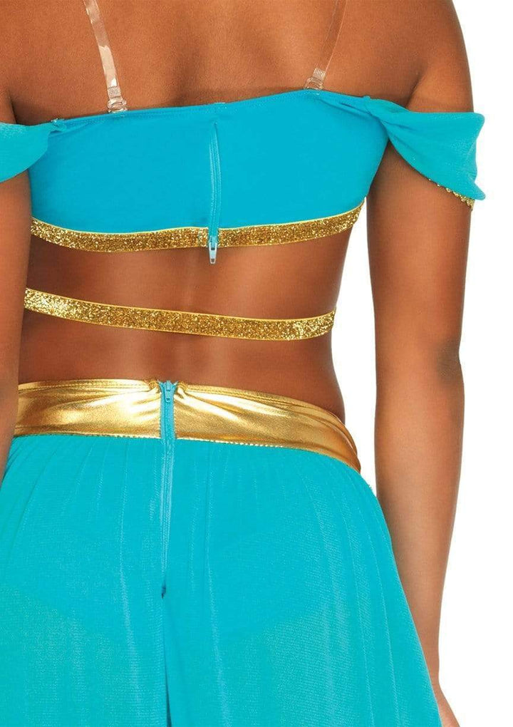 Arabian Princess Bandeau Top with Gold Straps and Split Leg Harem Pants