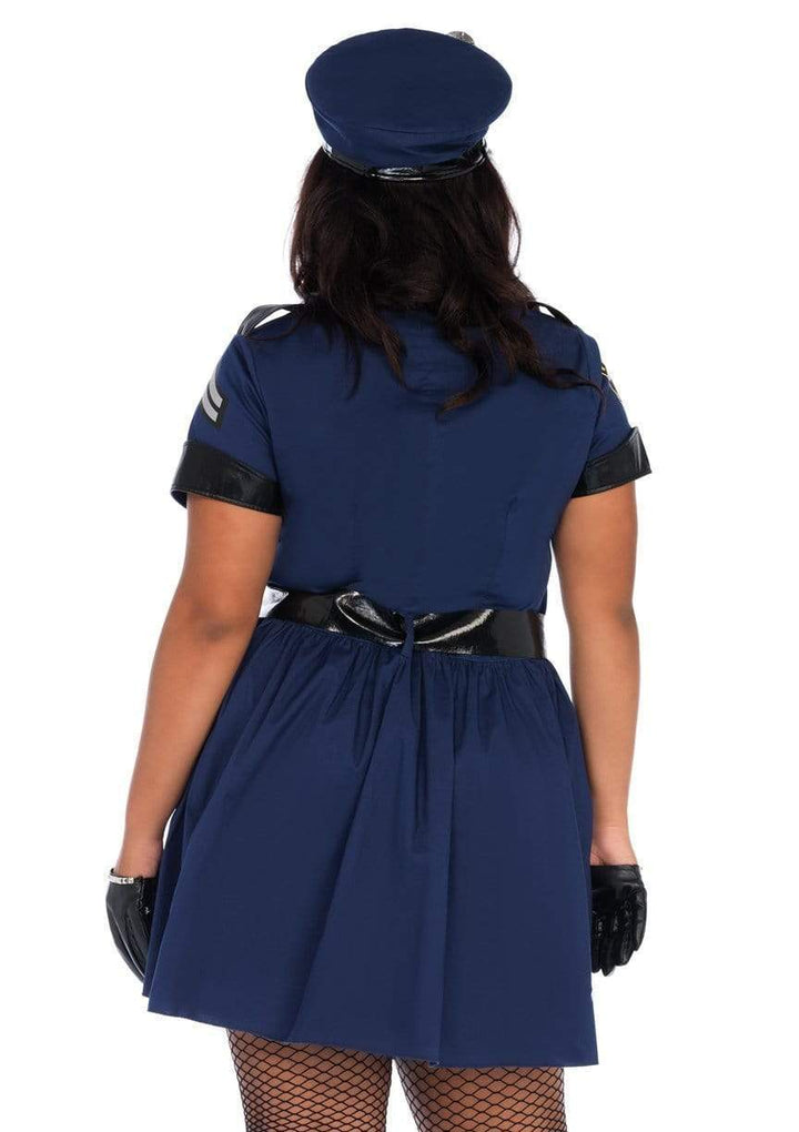 Flirty Cop Front Plus Dress with Necktie Choker and Toy Handcuffs