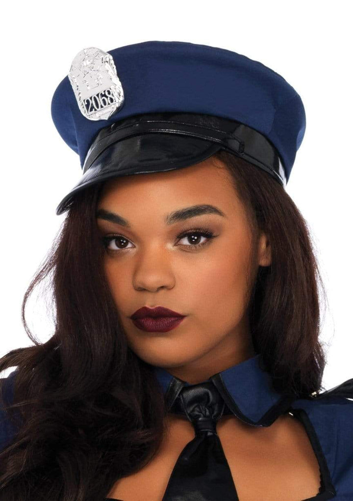 Flirty Cop Front Plus Dress with Necktie Choker and Toy Handcuffs