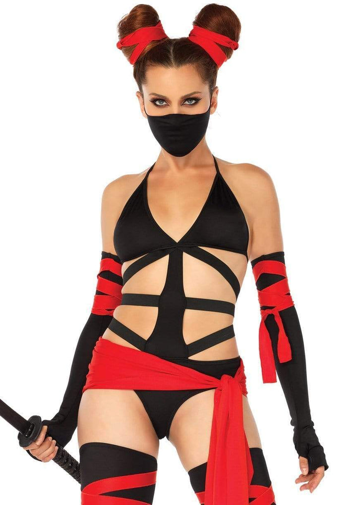 Sexy Cutout Killer Ninja Bikini Bodysuit with Thigh-highs, and Arm Wraps