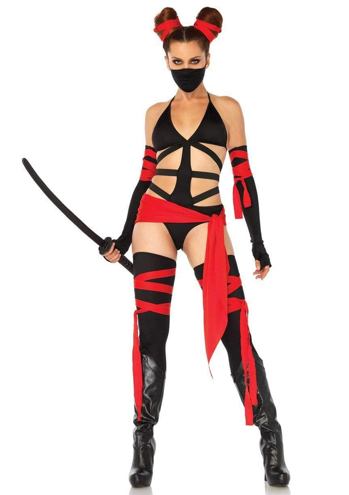 Sexy Cutout Killer Ninja Bikini Bodysuit with Thigh-highs, and Arm Wraps