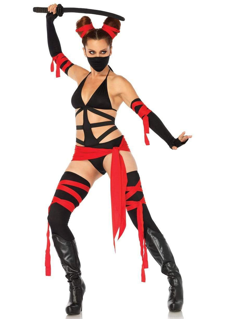 Sexy Cutout Killer Ninja Bikini Bodysuit with Thigh-highs, and Arm Wraps