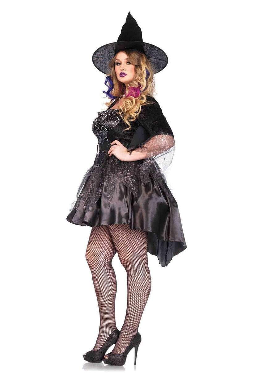 Black Magic Mistress High-Low Dress with Attached Belt and Hat