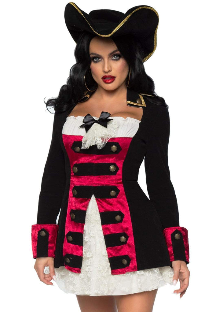 Sexy Pirate Captain Velvet Waistcoat Dress with Lace Accents