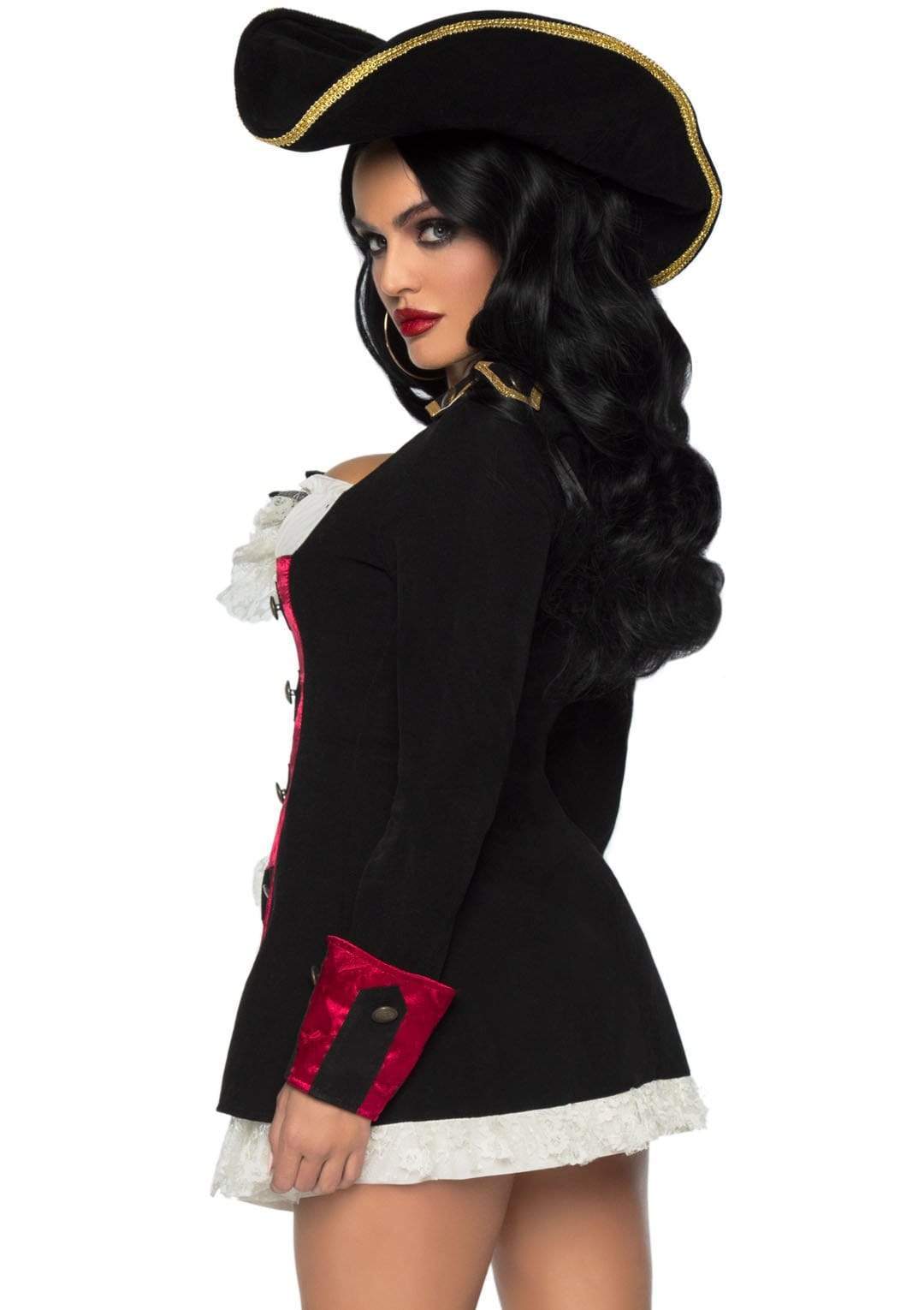 Sexy Pirate Captain Velvet Waistcoat Dress with Lace Accents