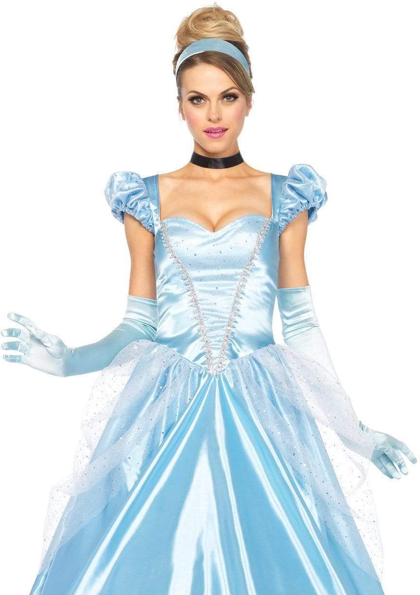 Classic Cinderella Satin Ball Gown with Choker and Headband