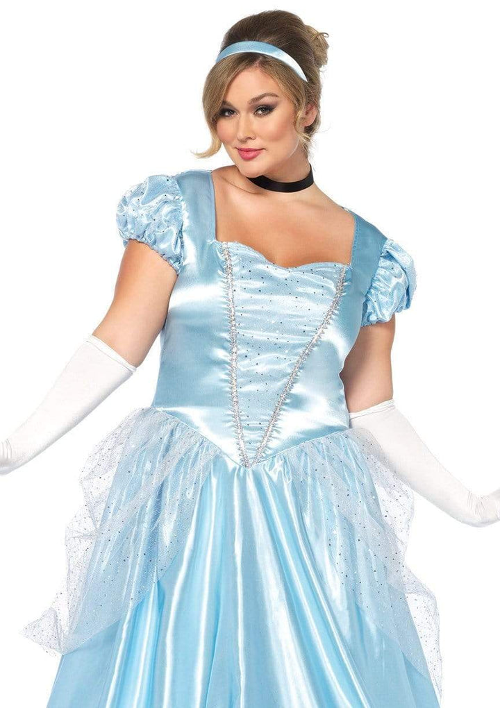 Classic Cinderella Plus Satin Ball Gown with Choker and Headband