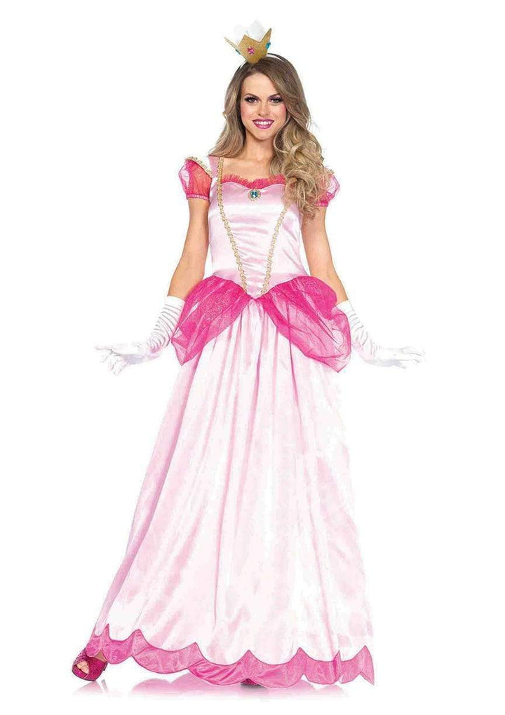 Classic Pink Princess Satin Ball Gown and Crown Headband