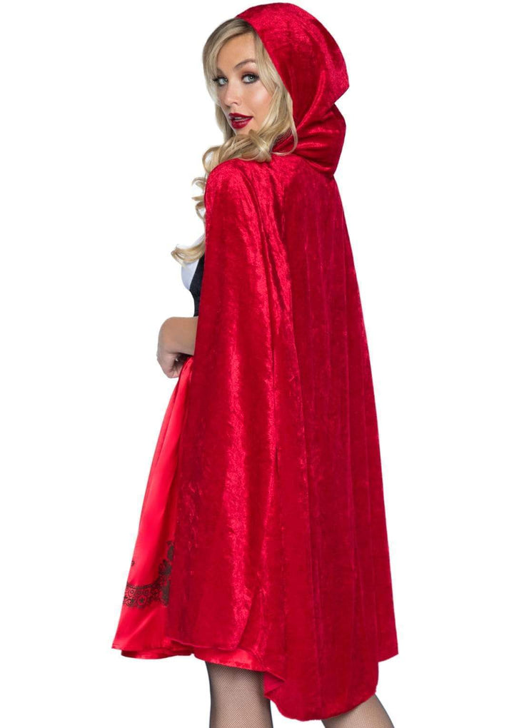 Classic Red Riding Hood Tea Length Peasant Dress and Hooded Cape