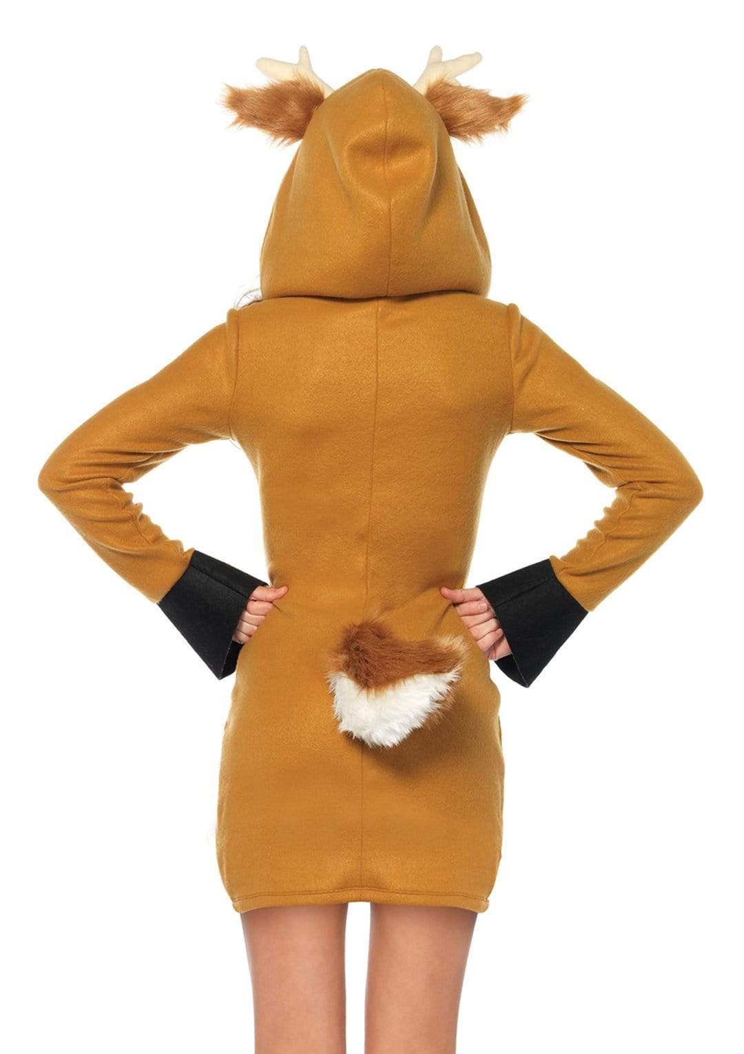 Fawn Fleece Zipper Front Dress with Ear Hood and Fawn Tail