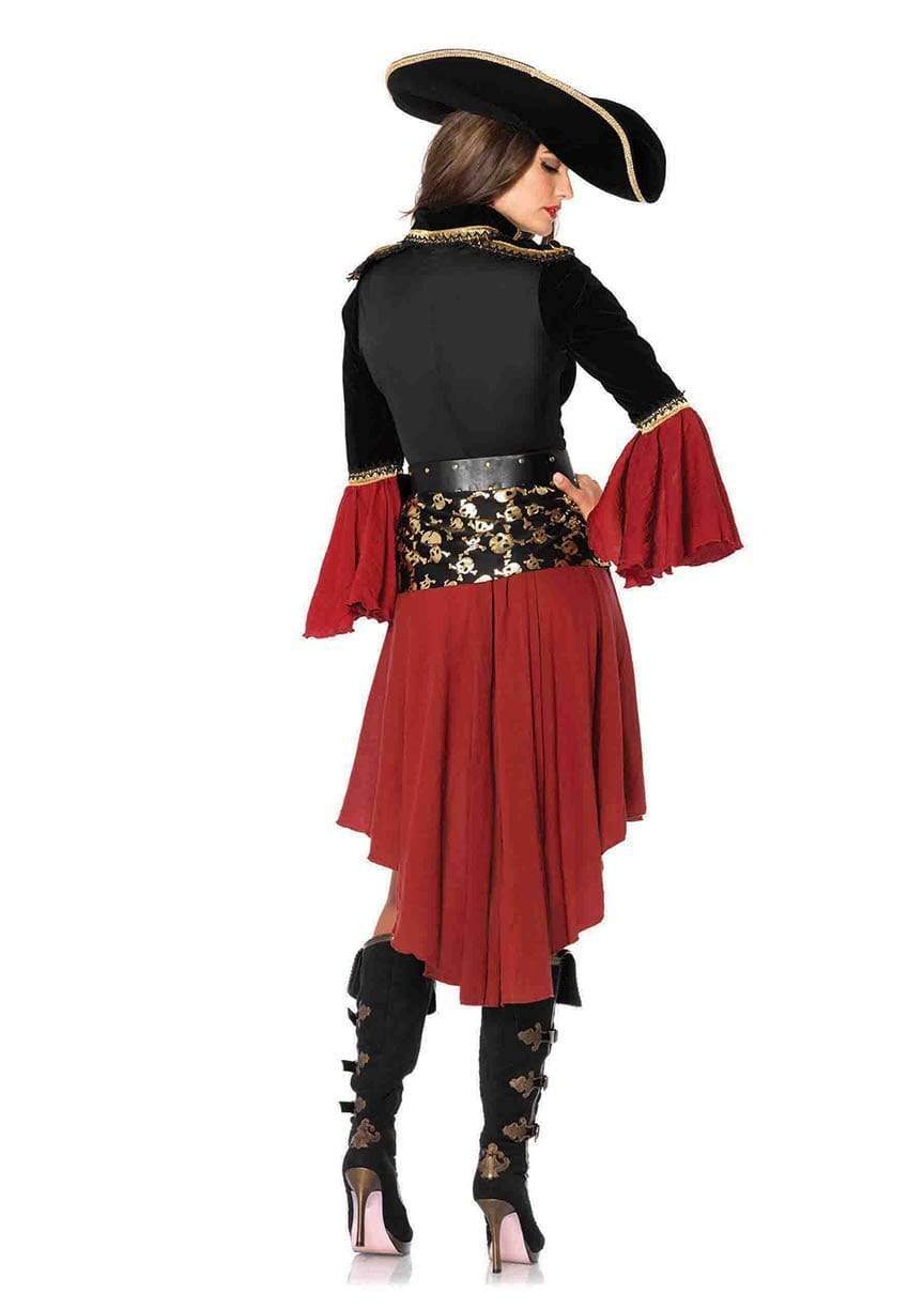 Cruel Seas Pirate Captain High/Low Lace Up Jacket Dress with Skull Sash Belt
