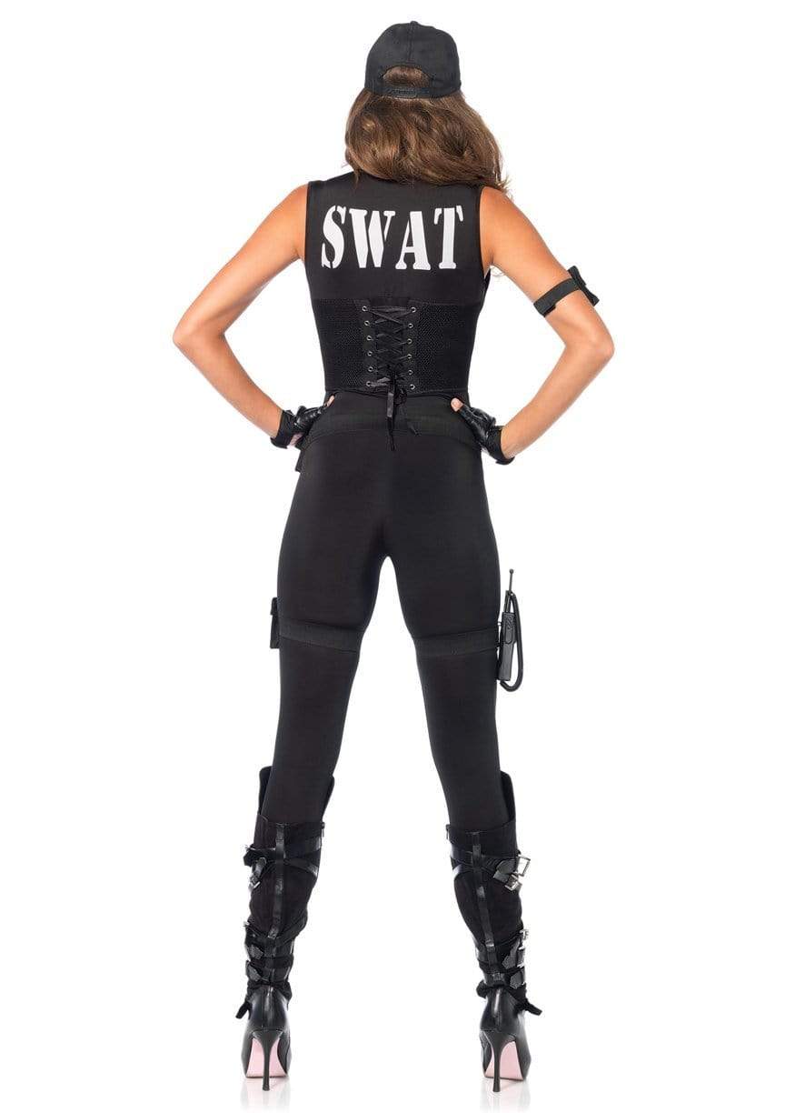 Deluxe SWAT Commander Catsuit with Utility Garters and Toy Walkie Talkie